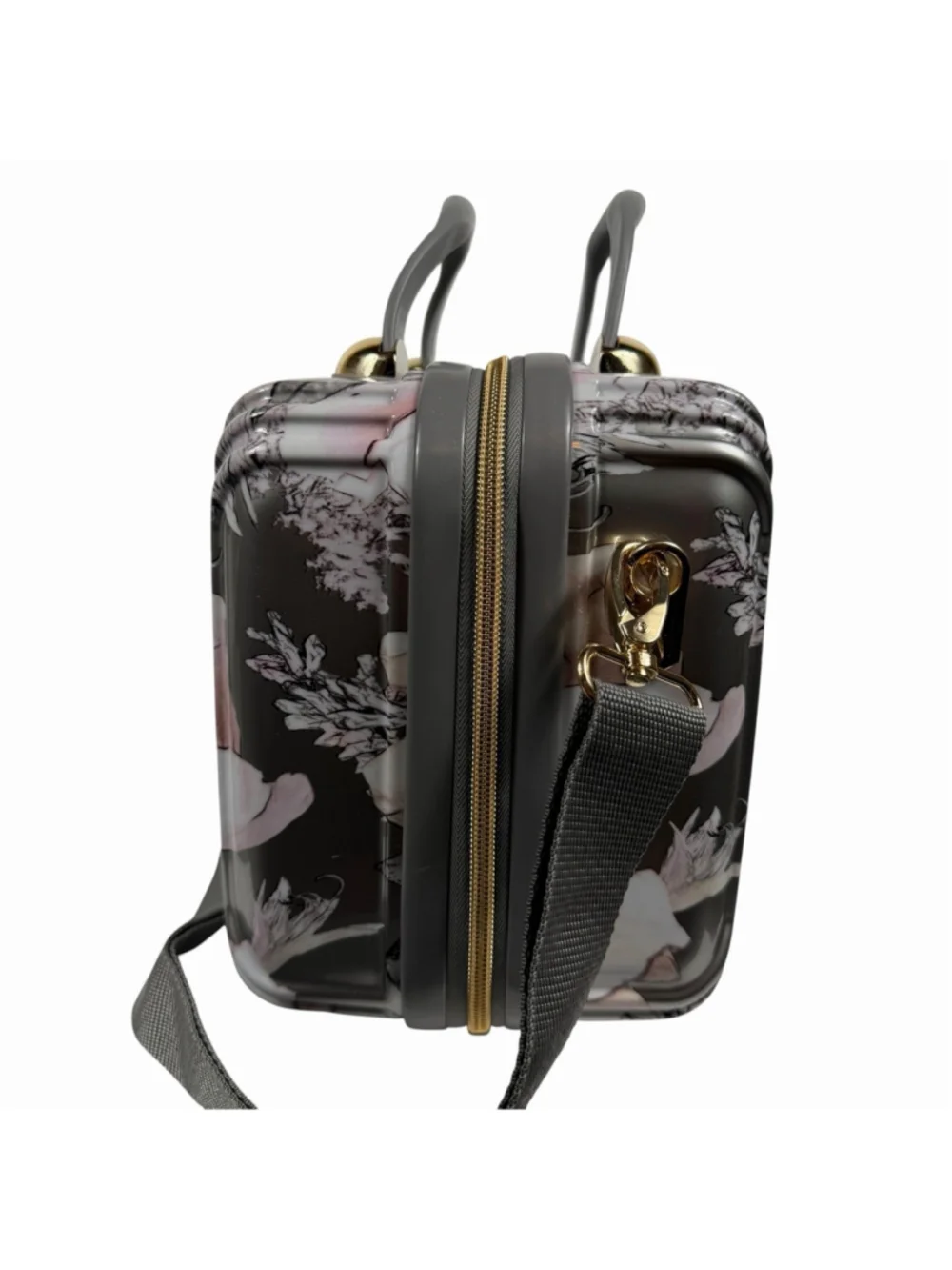 Triforce Elite Performance Avignon Hard Travel Makeup Case Zipper Gray Floral